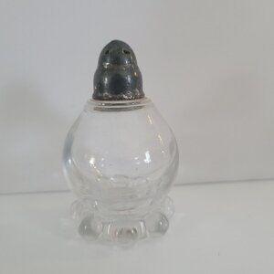 Vintage Clear Glass Candlewick Salt Shaker With Bubble Base & Metal Top